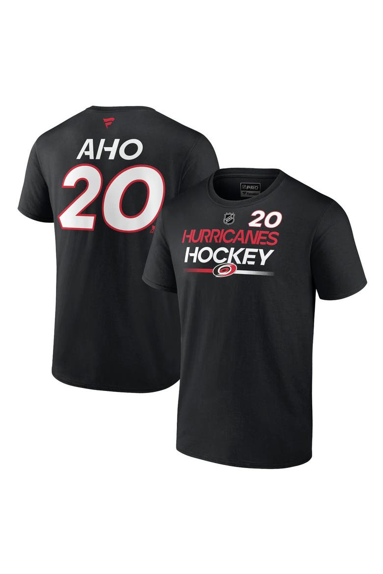 Men's Fanatics Branded Sebastian Aho Black Carolina Hurricanes Authentic Pro Prime Name & Number T-Shirt, Main, color, Black