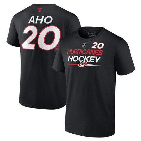 Men's Fanatics Branded Sebastian Aho Black Carolina Hurricanes Authentic Pro Prime Name & Number T-Shirt
