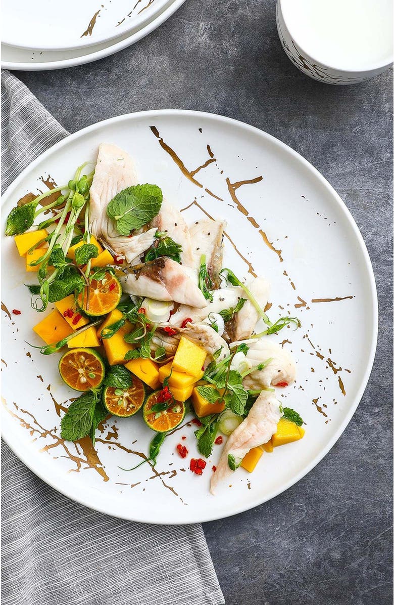 Stone Lain Zora Porcelain 4-Piece Dinner Plate Set, Alternate, color, White