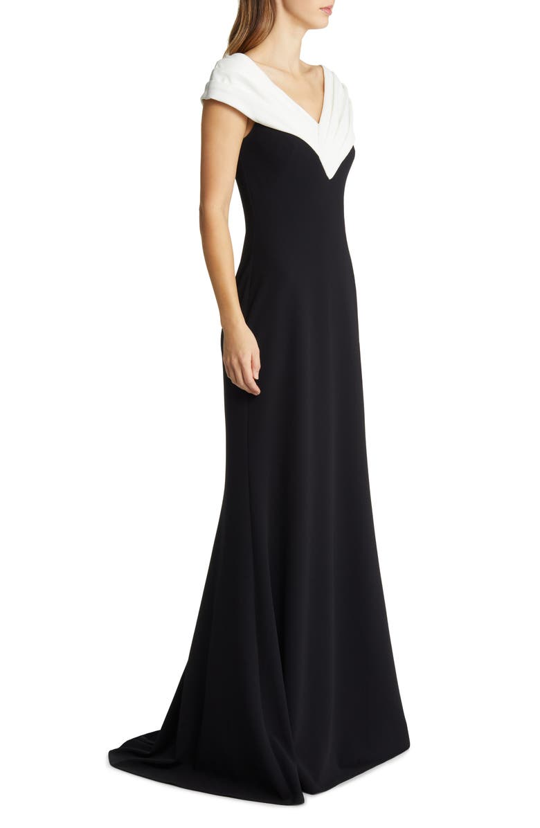 Tadashi Shoji Portrait Neck Short Sleeve Gown, Alternate, color, 