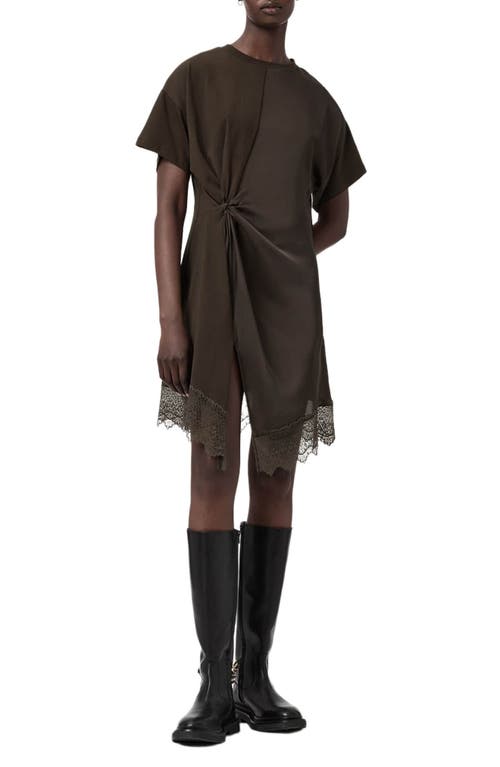 Allsaints Lana Lace Hem Minidress In Brown