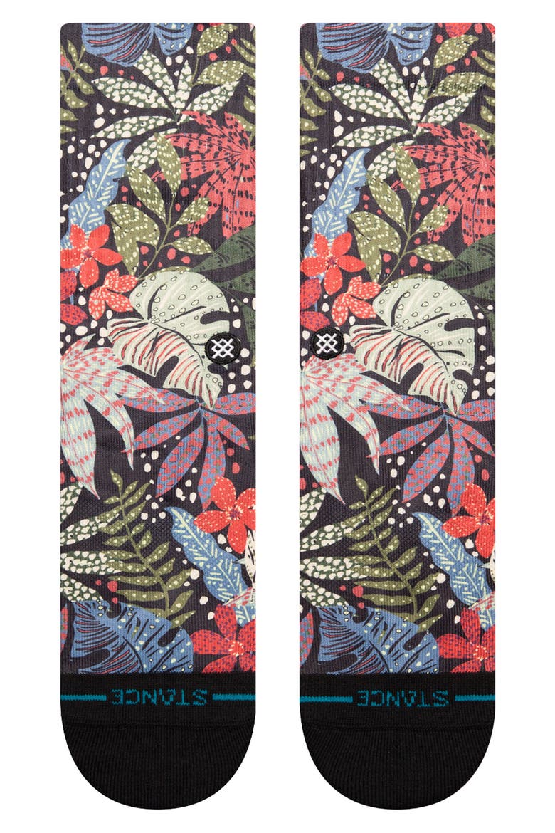 Seacret Garden Floral Tube Socks, Alternate, color, BLACK MULTI