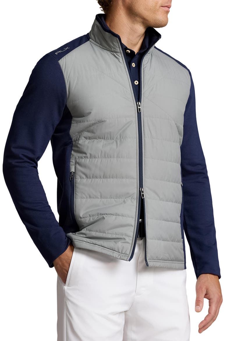 Performance Mixed Media Jacket, Main, color, REFINED NAVY/ PEAK GREY