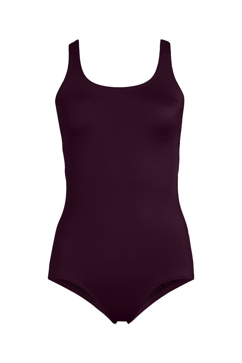 Plus Size DD-Cup Chlorine Resistant Scoop Neck Soft Cup Tugless Sporty One Piece Swimsuit, Alternate, color, Dark Wine