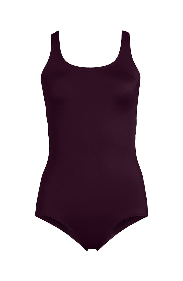 Lands' End DD-Cup Tugless Low Leg One Piece Swimsuit, Alternate, color, Dark Wine