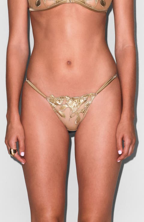 Lily Foil Embroidered Crotchless Briefs