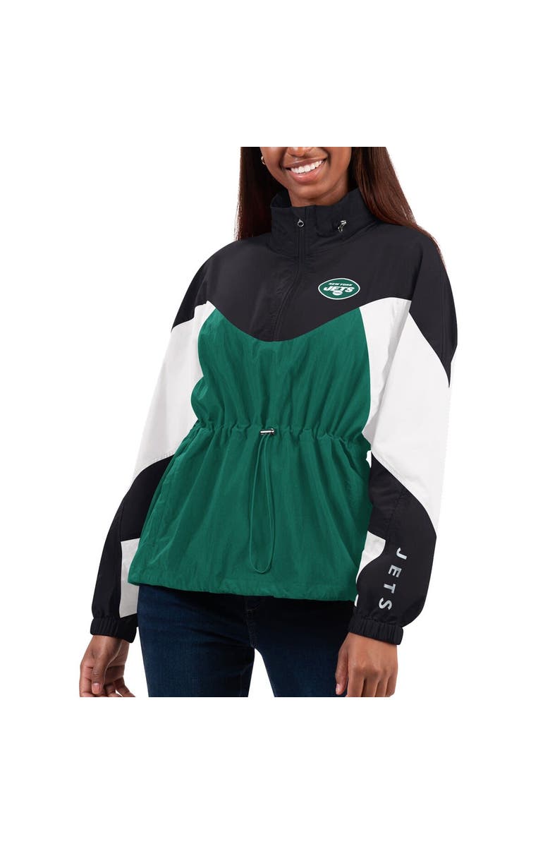 G-III 4HER BY CARL BANKS Women's G-III 4Her by Carl Banks Green/Black New York Jets Tie Breaker Lightweight Quarter-Zip Jacket, Main, color, Green