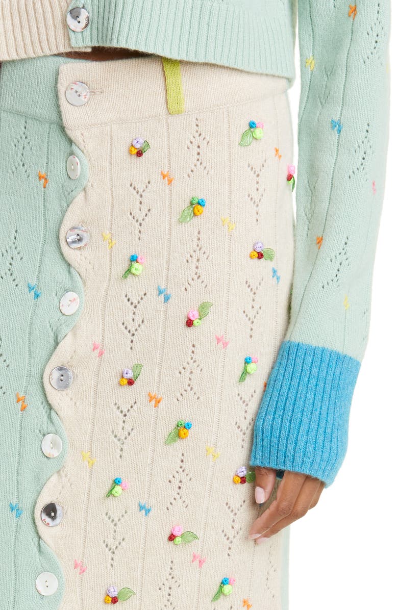 YanYan Rosie Pointelle Wool Midi Skirt, Alternate, color, 