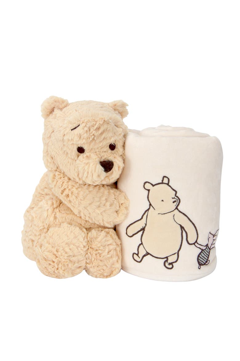 Disney Baby Classic Winnie the Pooh Blanket & Plush Baby Gift Set, Alternate, color, Cream