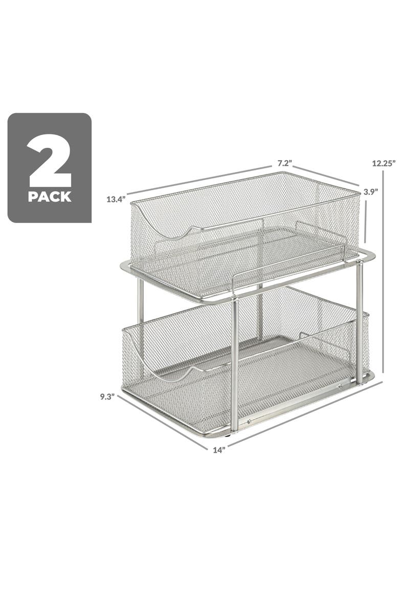 SORBUS Set of 2 2-Tier Metal Organizers, Alternate, color, Silver