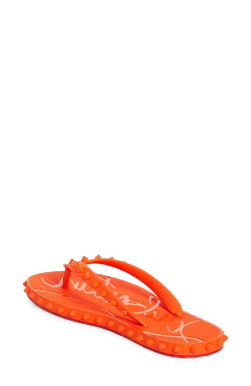 Christian Louboutin Loubi Donna Spike Red Sole Flip Flops In Magma