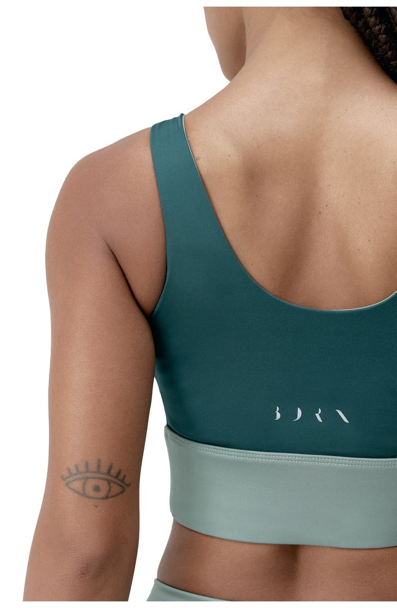 Born Living Yoga Maiko Medium Support Performance Sport Top, Alternate, color, Iceberg Green/Deep Green