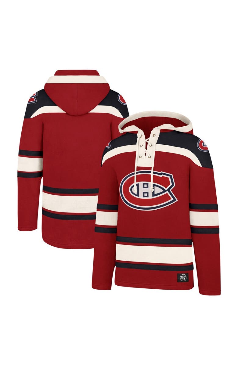 '47 Men's '47 Red Montreal Canadiens Superior Lacer Pullover Hoodie, Main, color,