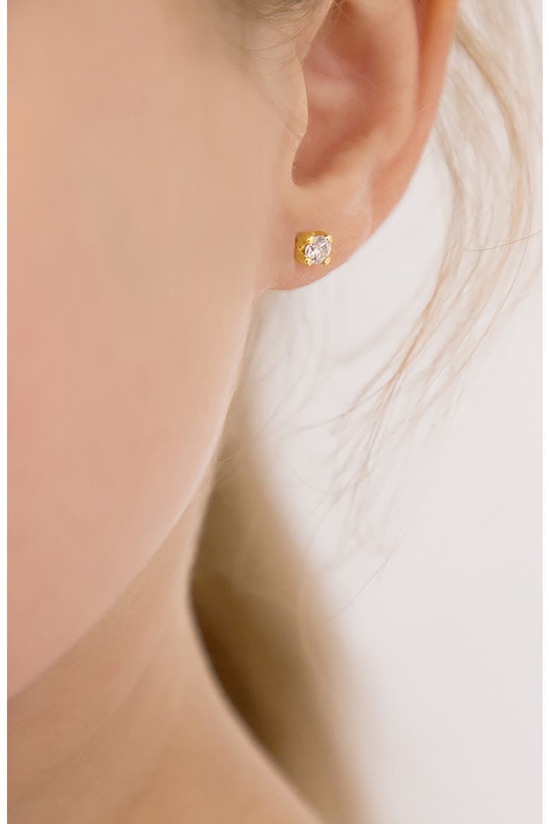 14k Prong Set Diamond Little Earrings, Alternate, color, Gold