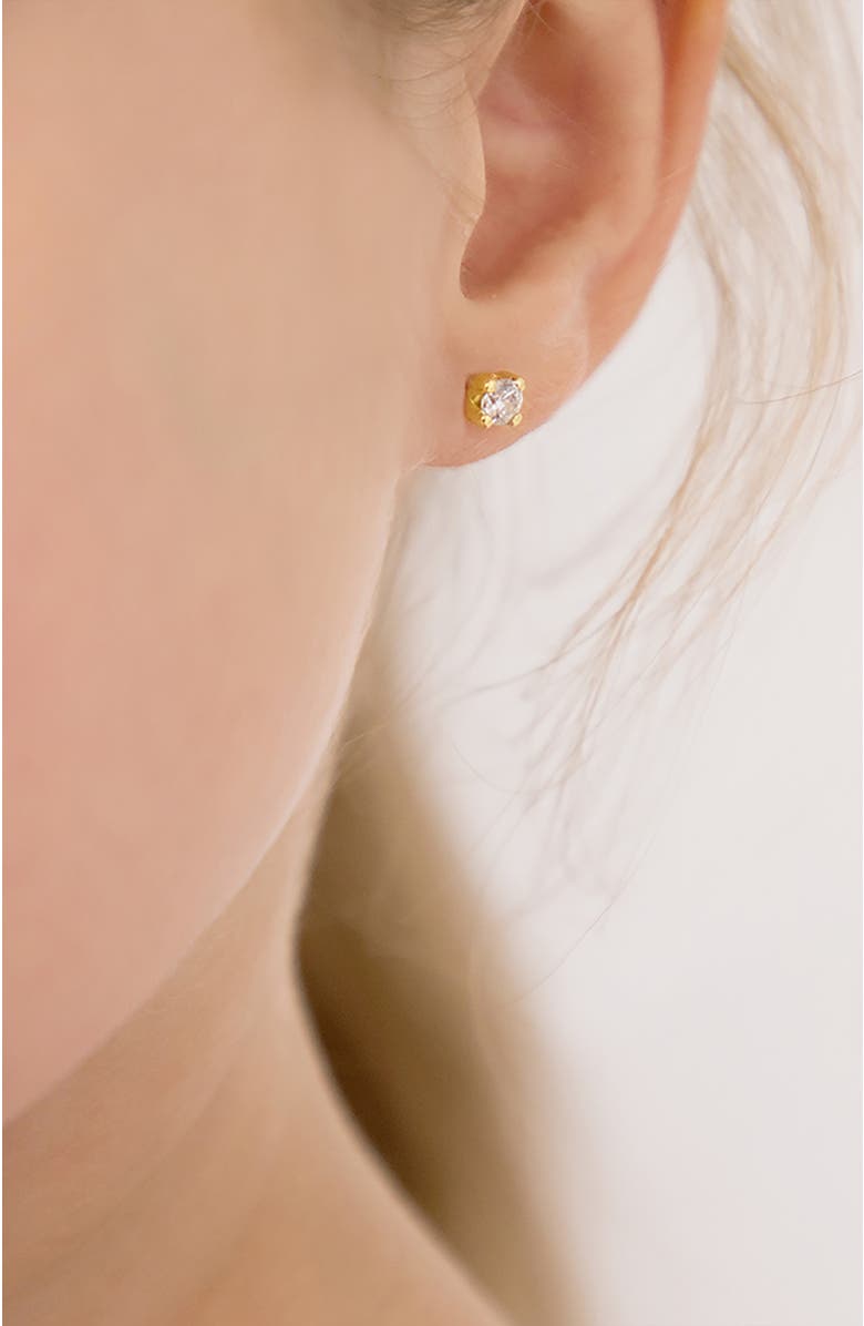 In Season Jewelry 14k Prong Set Diamond Little Earrings, Alternate, color, Gold