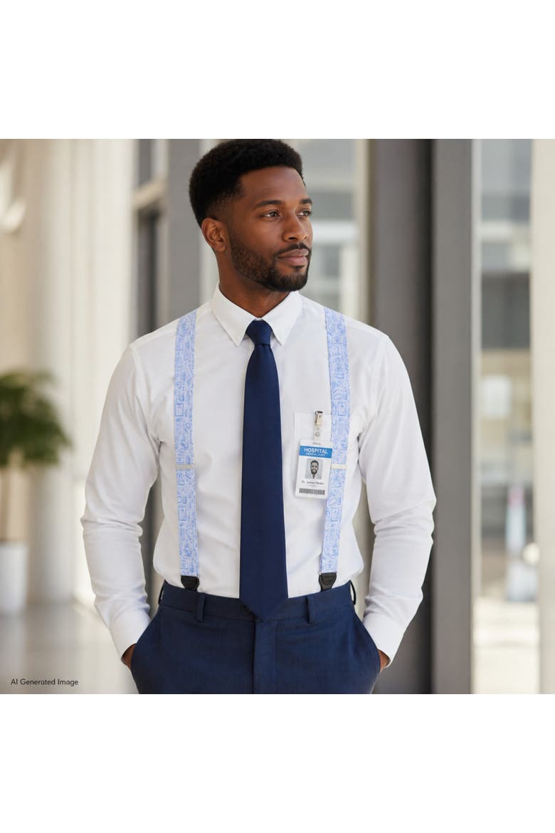 Medical Alert Silk Novelty Button End Suspenders, Alternate, color, Light Blue
