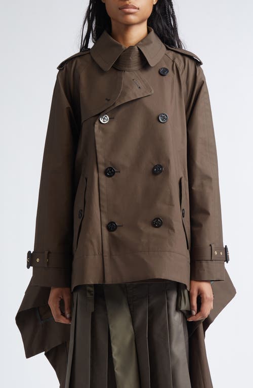 Sacai Cascade Panel Trench Coat In Brown