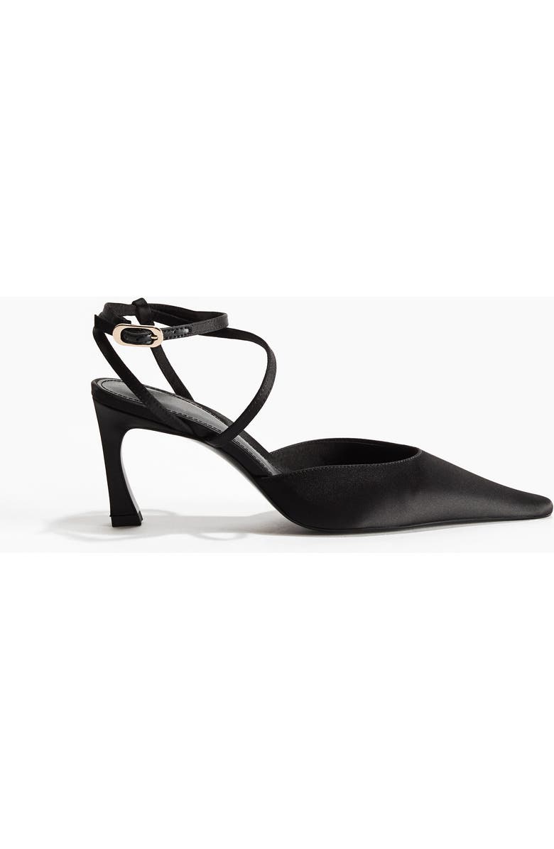 H&M Pointed Satin Court Shoes, Main, color, Black