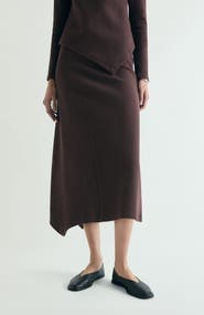 Scalpers Asymmetrical Knit Midi Skirt