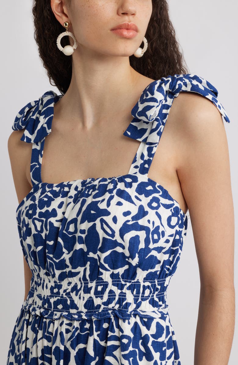 Chelsea28 Tie Strap Floral Print Maxi Dress, Alternate, color, Ivory- Blue Jackie Floral