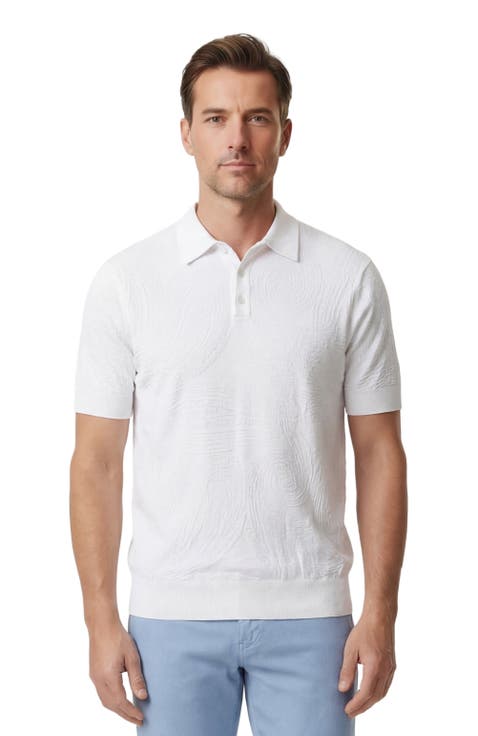 Mens Jacquard Linen Cotton Polo
