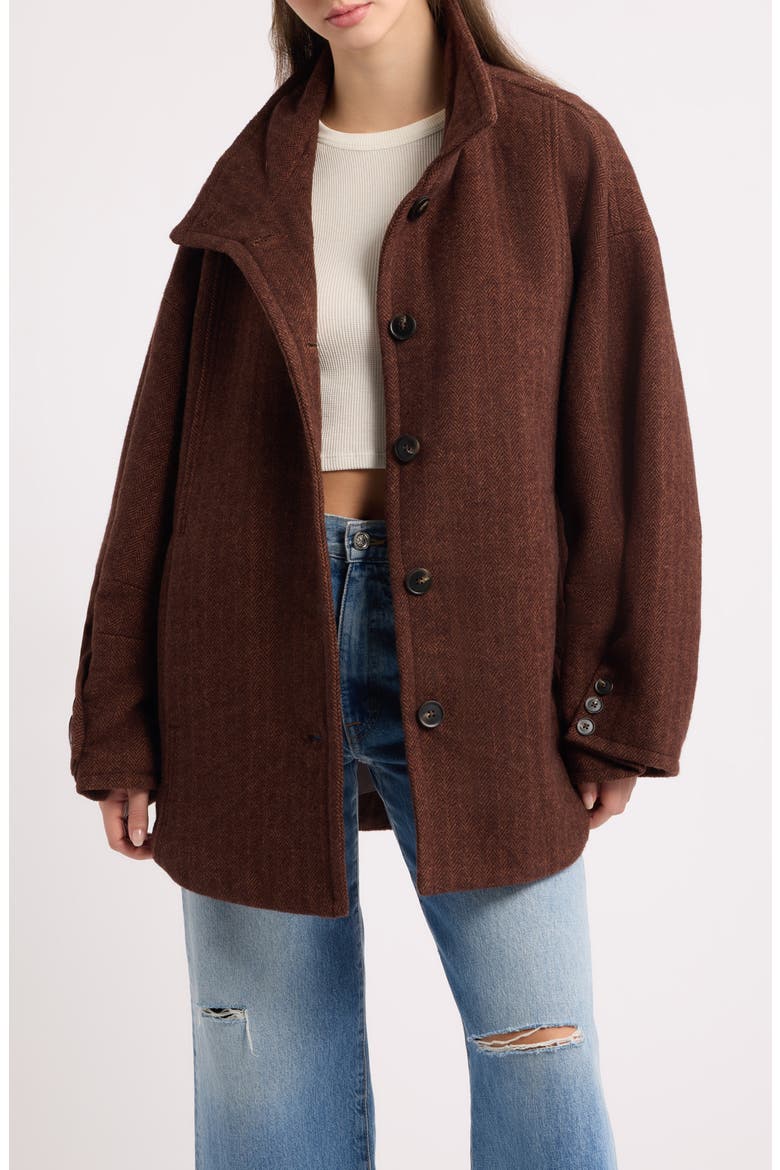 Beau Cocoon Coat, Main, color, BROWN COMBO