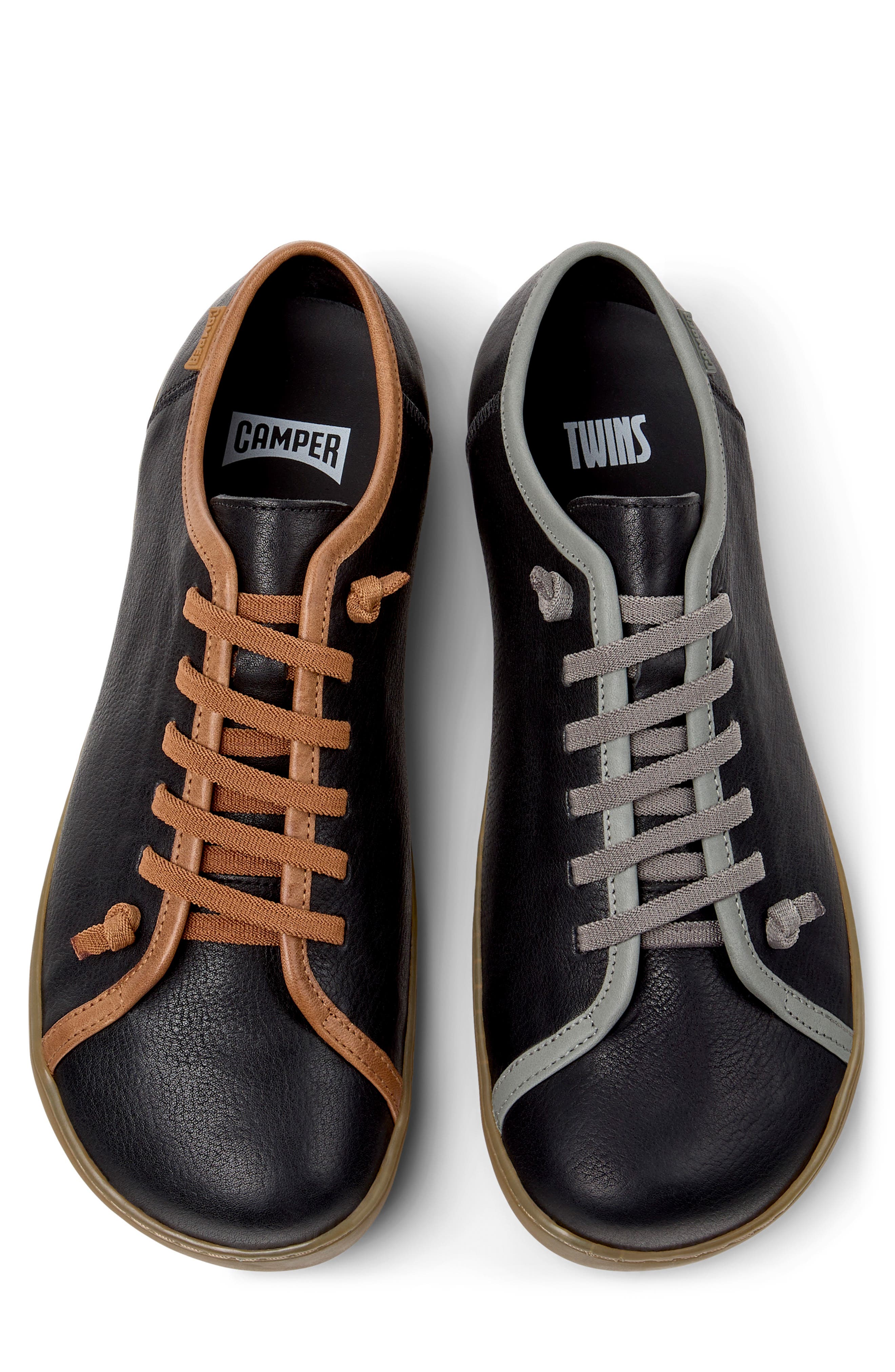 Camper Twins Mismatched Lace-Up Sneaker, Alternate, color, Black