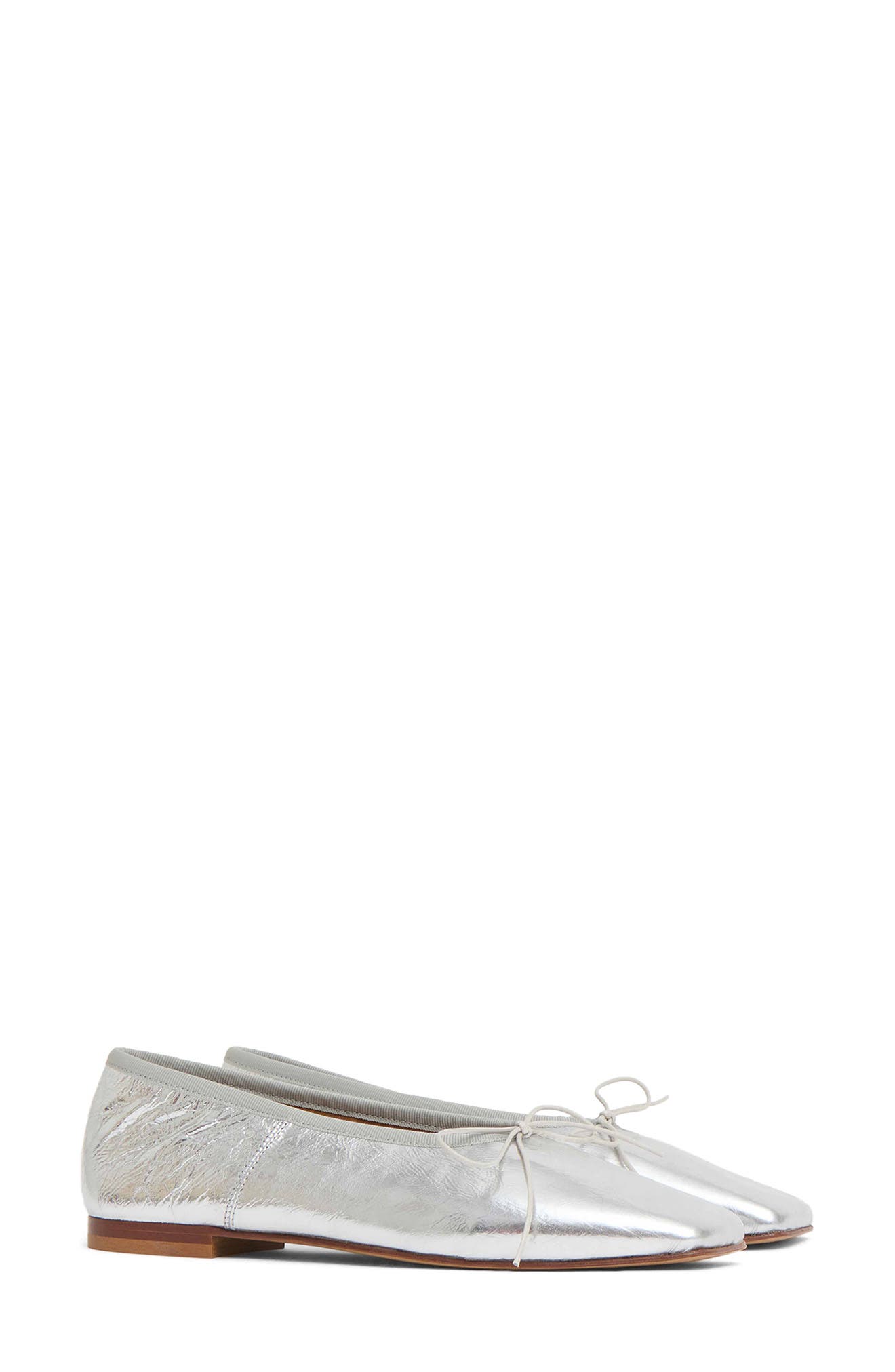 Mansur Gavriel Square Toe Ballerina Flat, Main, color, Silver