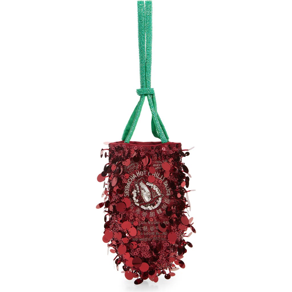 Anya Hindmarch Mini Sriracha Embellished Clutch In Burgundy