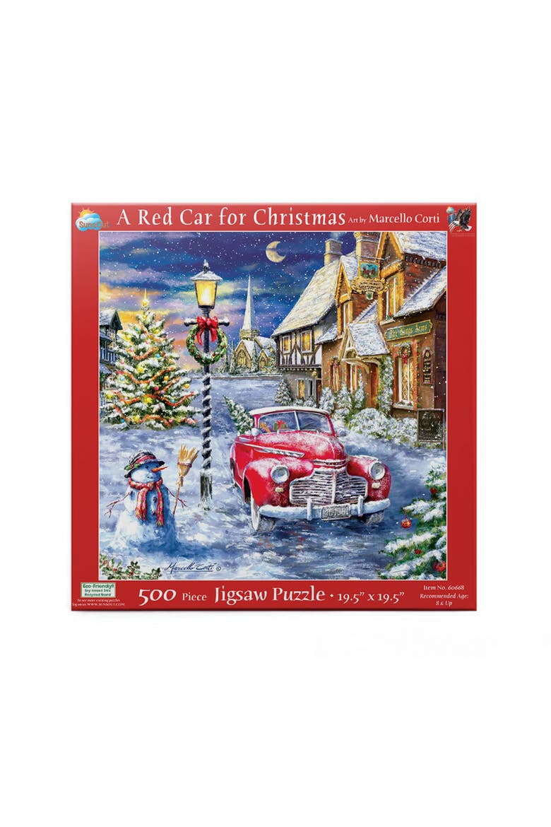 A Red Car for Christmas 500 piece Jigsaw Puzzle for Adults, Alternate, color, Multicolor