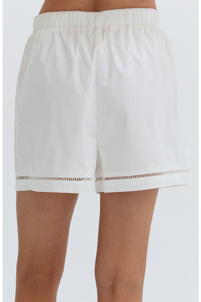 Poplin Lattice Trim Shorts, Alternate, color, White