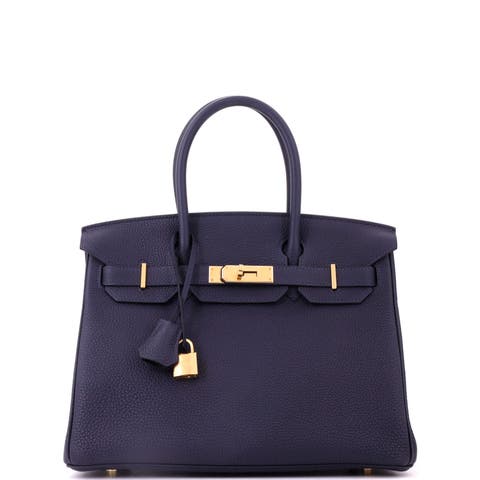 Birkin Handbag Blue Togo with Gold Hardware 30