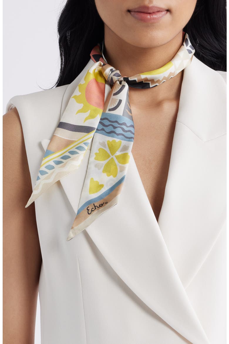 Coastal Collage Silk Ribbon Scarf, Main, color, BLACK