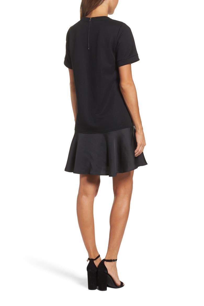 Ruffle Hem Sweatshirt Dress, Alternate, color, BLACK