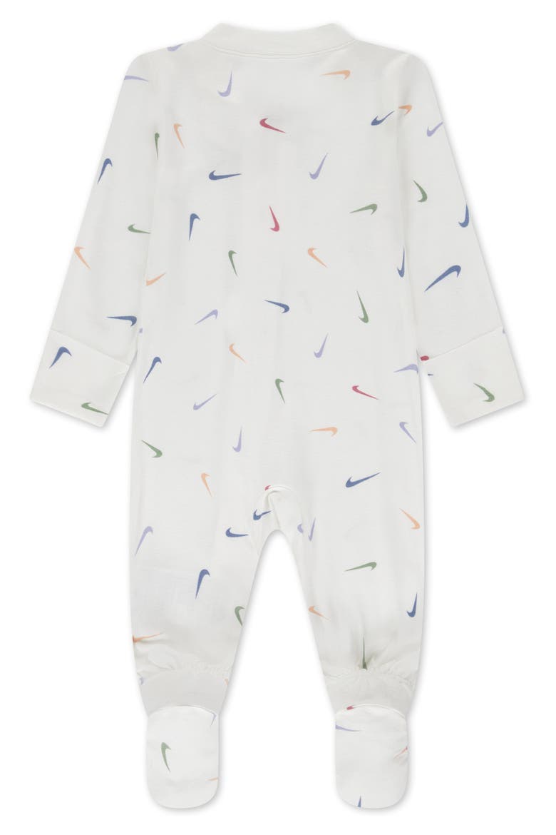 Swoosh Print Footie, Alternate, color, SAIL