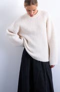 Topshop Balloon Sleeve Crewneck Rib Sweater
