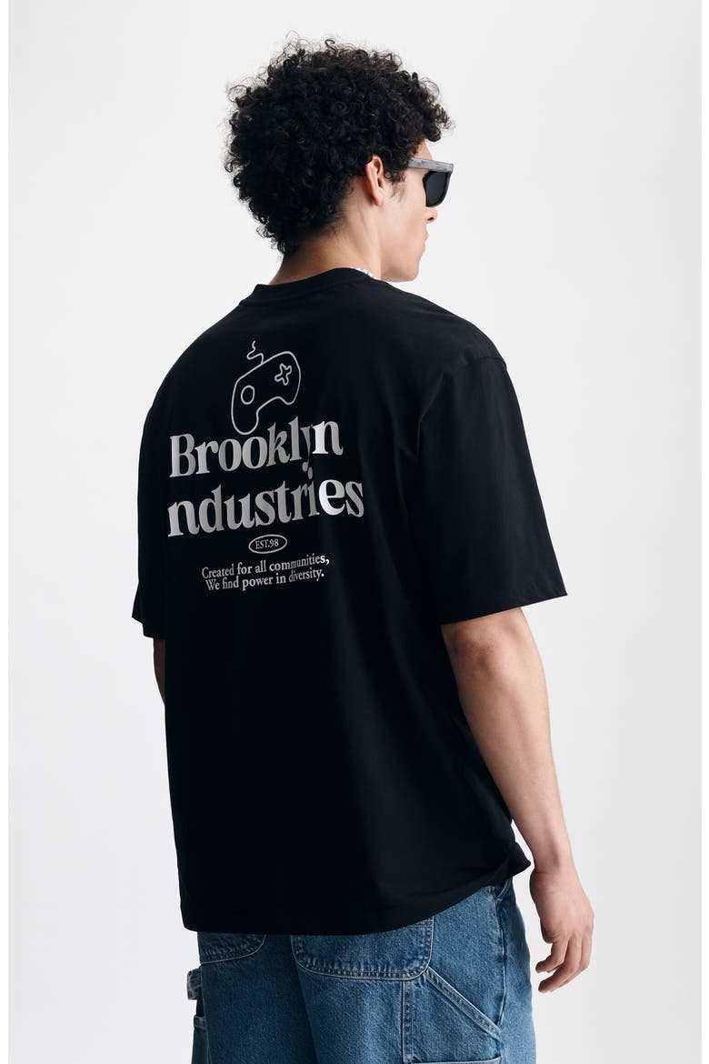 Black Loose Fit Gaming Logo Graphic T-Shirt, Alternate, color, BLACK