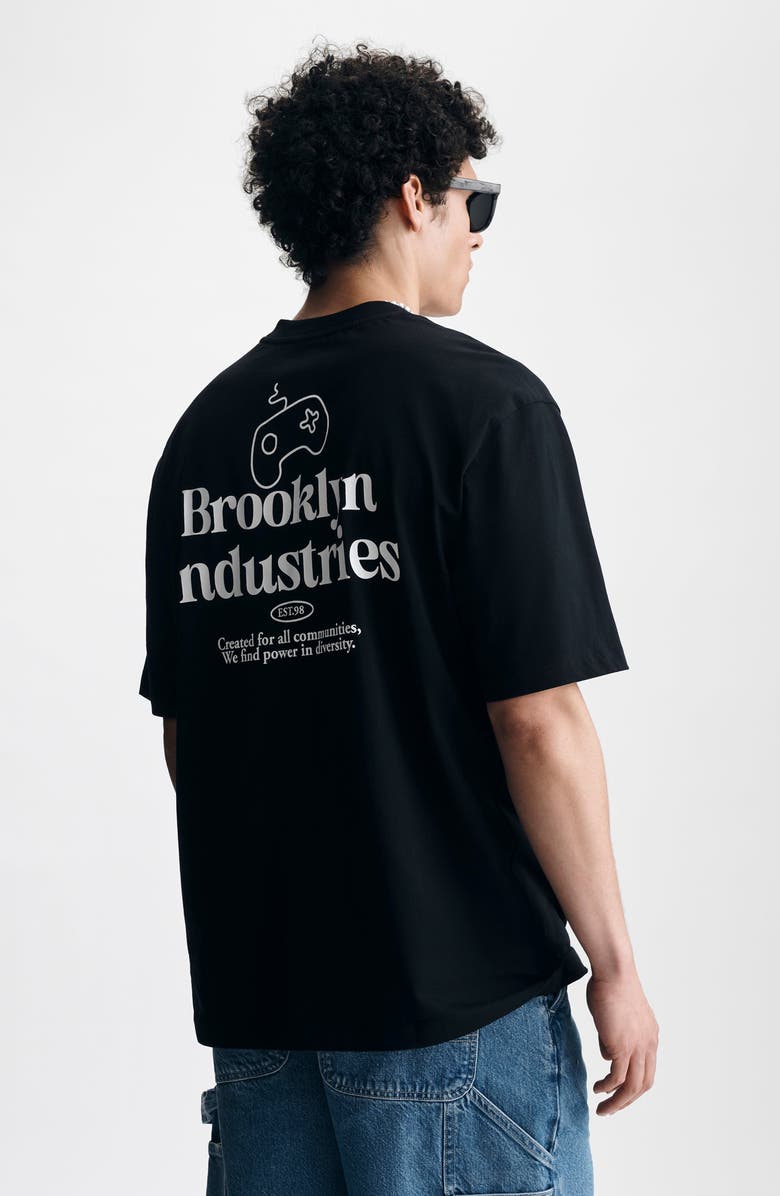 Brooklyn Industries Black Loose Fit Gaming Logo Graphic T-Shirt, Alternate, color, 