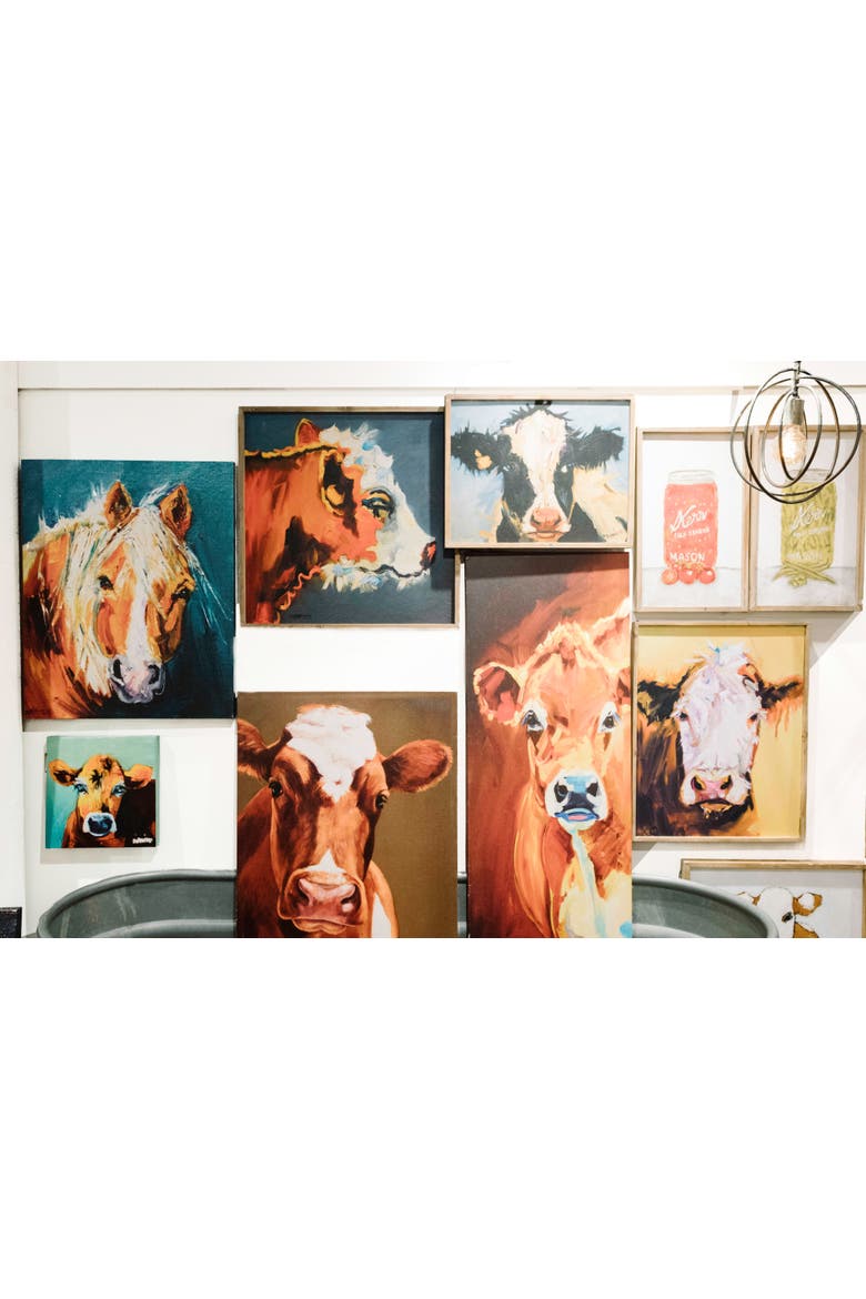 Canvas Wall Décor with Cow Image, Alternate, color, Blue