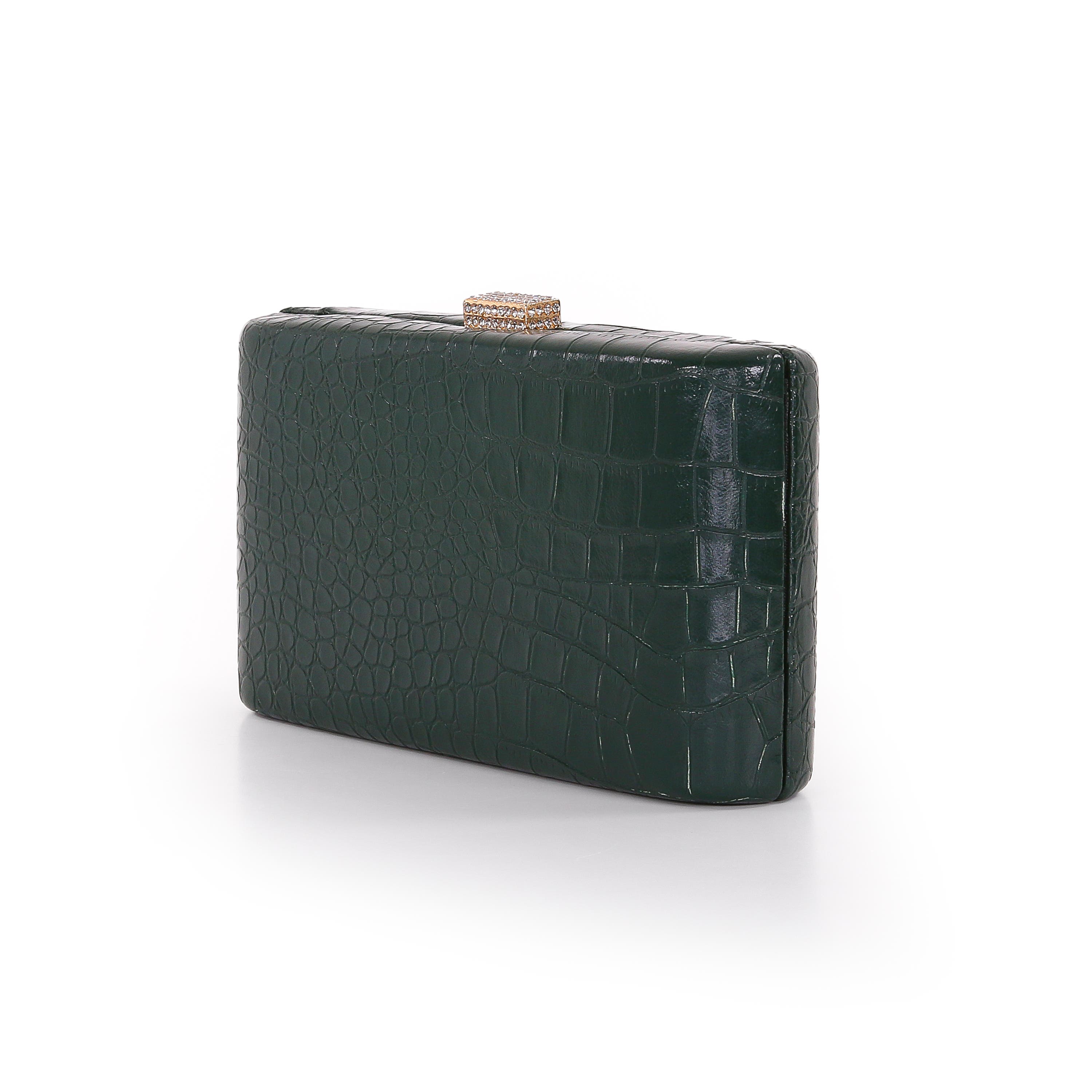 Lula Croc Embossed Leather Minaudiere, Alternate, color, Emerald