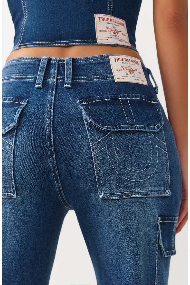 Cargo Straight Leg Jeans, Alternate, color, MEDIUM BLAZE WASH