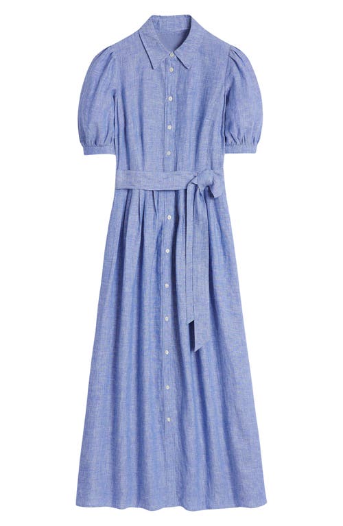Shop Boden Alexa Belted Midi Linen Shirtdress In Chambray