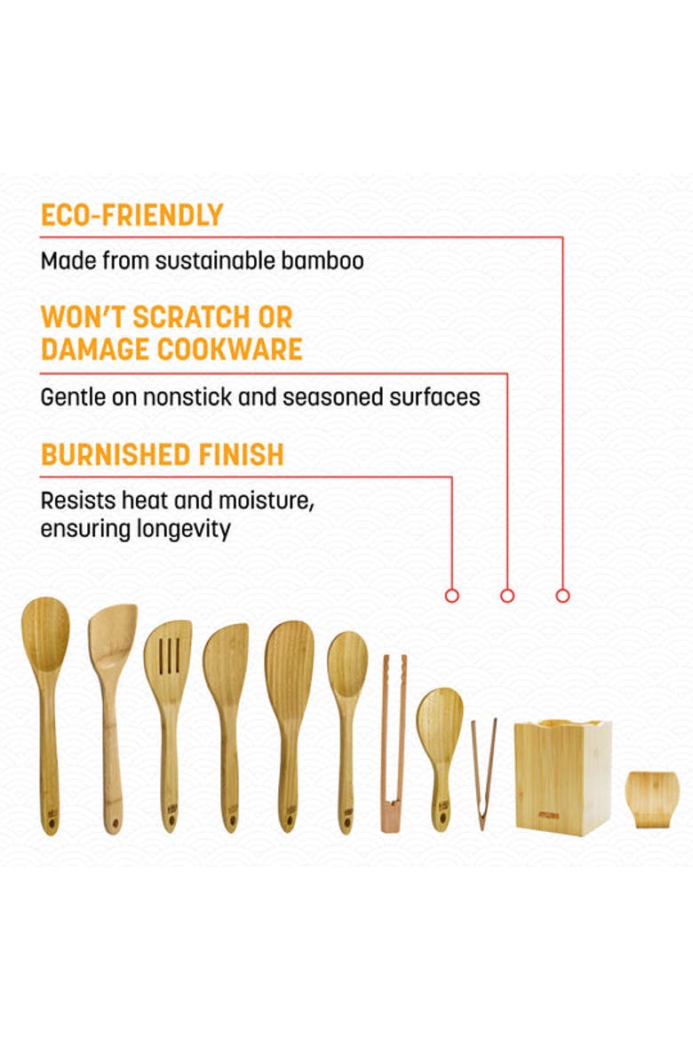 11 Piece Burnished Utensil Set, Alternate, color, Bamboo