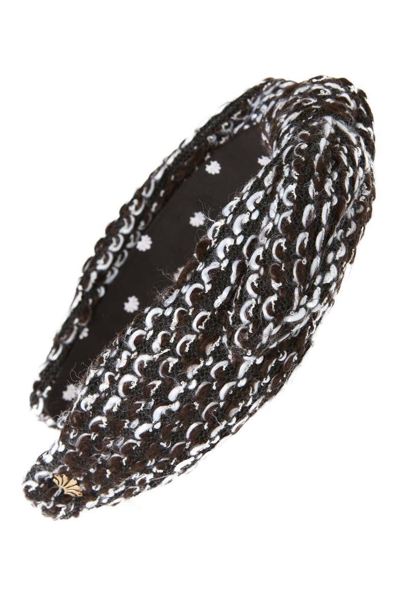 Abstract Leopard Knotted Headband, Main, color, BLACK AND WHITE