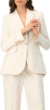 IVONNE Single-Breasted Blazer with Golden Button