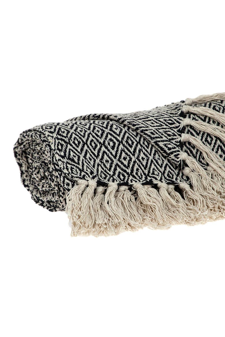 Sasha Casual Beige 52" x 67" Woven Handloom Throw, Alternate, color, BEIGE