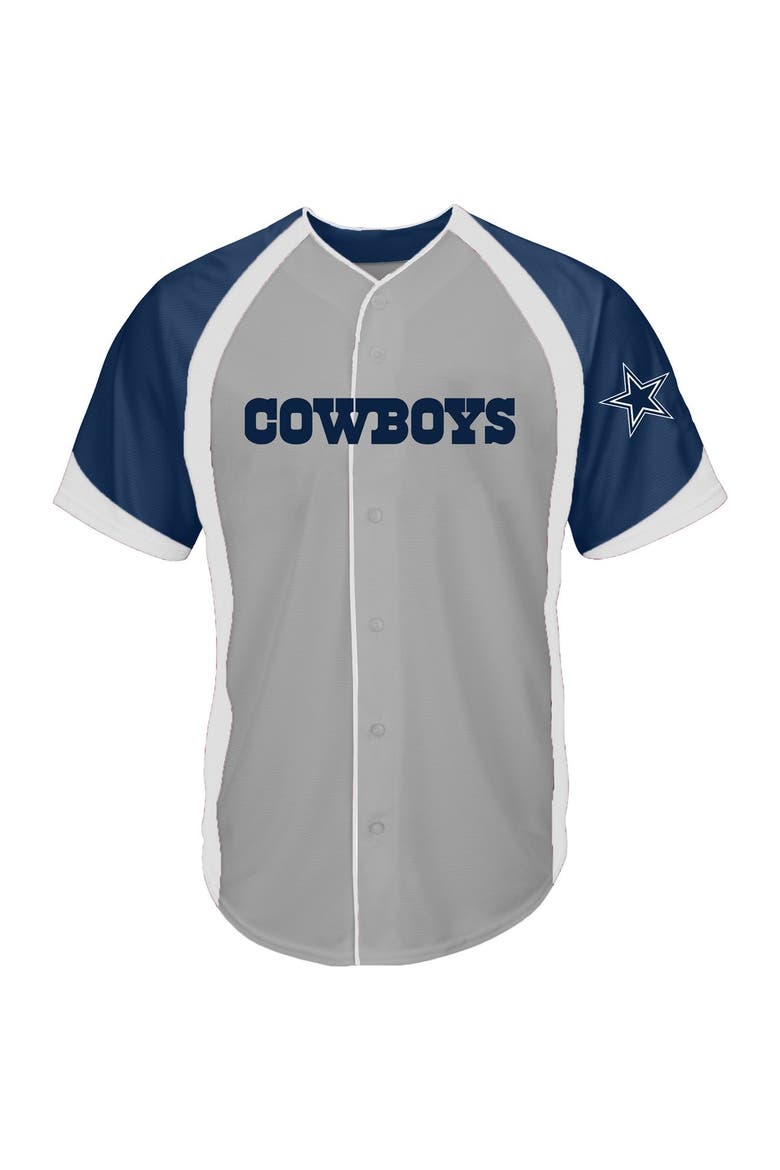 Men's Fanatics  Gray Dallas Cowboys Big & Tall Button-Up Raglan Fashion Top, Main, color, Gray