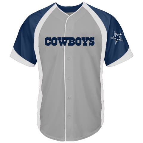 Men's Fanatics  Gray Dallas Cowboys Big & Tall Button-Up Raglan Fashion Top