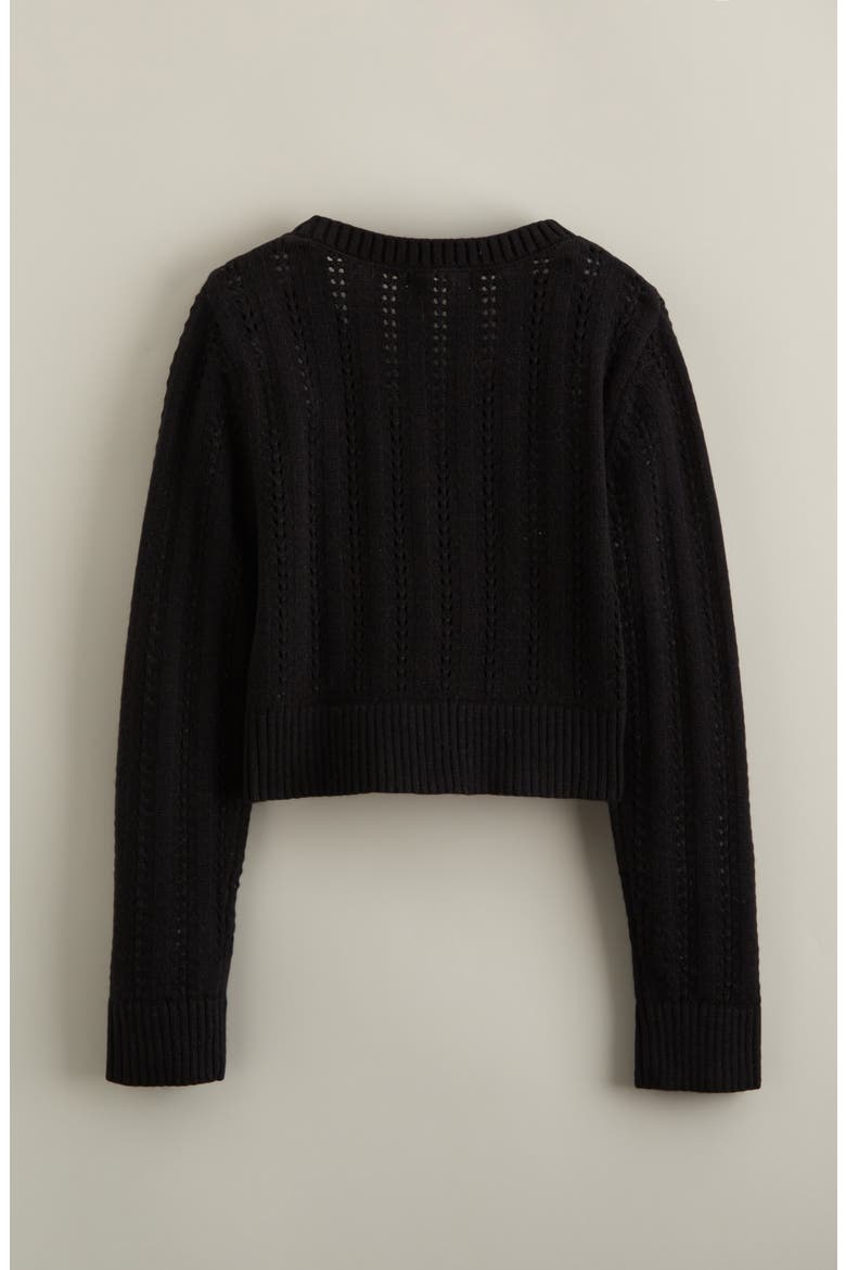 Kids' Pointelle Metallic Cardigan, Alternate, color, BLACK