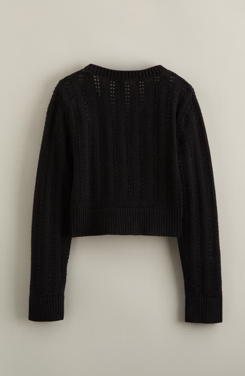 Nordstrom Kids' Open Stitch V-neck Cardigan In Black